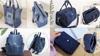 4 DIY Old Jeans Ideas  DIY Denim Bags and Wallet  Compilation  Bag Tutorial  Upcycle Crafts