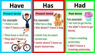 HAVE HAS & HAD   Grammar lesson  How to use them correctly & quiz