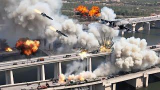 TODAY JULY 1 120 Convoy of Russian Armored Vehicles Destroyed by America on Crimean Bridge