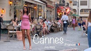 Cannes France  evening night walk  bars & restaurants July 2022