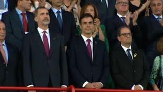 King Felipe VI Sanchez and Torra make first joint appearance