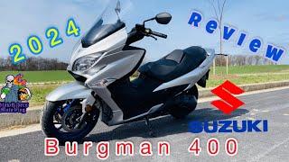 2024 Suzuki Burgman 400 Scooter Close Look and Walk Around Review Short Ride