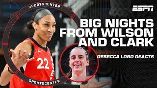 A’ja Wilson and Caitlin Clark DOMINATE in wins for Aces & Fever  Rebecca Lobo reacts  SportsCenter