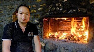 PRIMTIVE SKILLS Build a stone fireplacechimney can heat house CABIN in winter