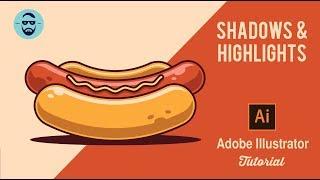 How to Create Shadow and Highlights in Adobe Illustrator CC 2018  Fast Hot dog vector tutorial.