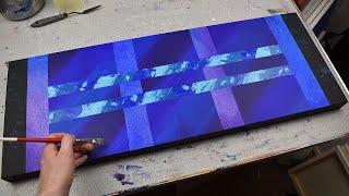 Abstract Acrylic Painting with Masking Tape - Acrylic Painting Time-lapse Demonstration