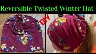 How To Make A Twisted Beanie Hat From Only 1 Piece Of Fabric DIY Easy Winter Hat Sewing Tutorial