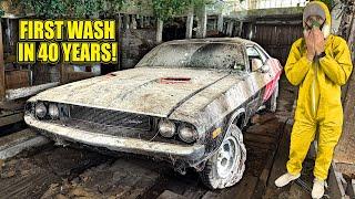 First Wash in 40 Years Barn Find 1970 Dodge Challenger  Car Detailing Restoration