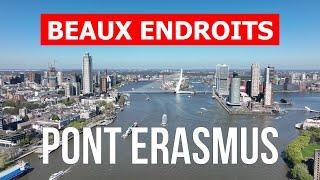 Pont Erasmus en 4k. Pays-Bas Rotterdam à visiter