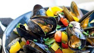 Recette  Moules aux trois poivrons