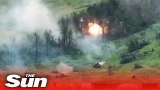 Ukrainian tanks battle against Russian enemy targets