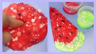 Watermelon Slime Triangles with Paraffin Granules  Relaxing ASMR Play  Purple Magical ASMR
