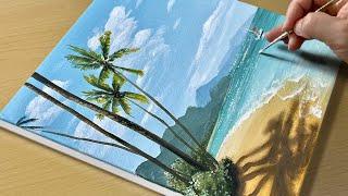 Easy Way to Paint a Paradise Beach  Acrylic Painting for Beginners