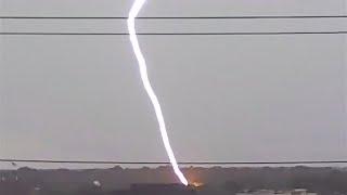 CLOSE positive CG lighting strike with loud thunder