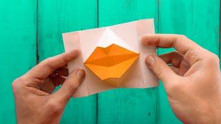 How to make a paper Kissing Lips. Origami Mouth