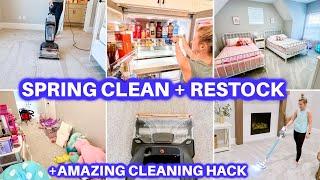 SPRING DEEP CLEAN WITH ME + FRIDGE RESTOCK  CLEANING MOTIVATION  CARPET CLEANING  CLEANING HOUSE