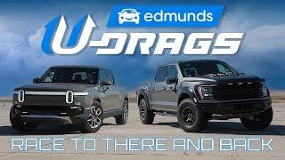 U-DRAG RACE Rivian R1T vs. Ford F-150 Raptor R  Quarter Mile Handling & More