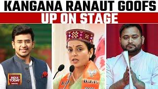 Kangana Ranaut Knocks Tejasvi Surya In Flub Tejashwi Yadav Reacts  India Today News