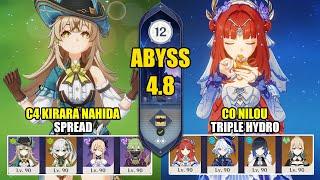 C4 Kirara Nahida Spread & C0 Nilou Mono Hydro Triple Hydro  Spiral Abyss 4.8  Genshin Impact 【原神】