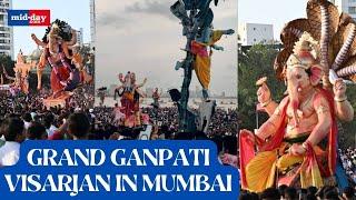 Ganpati Visarjan 2024 Devotees immerse Ganpati idols at Mumbai’s Chowpatty as festival concludes