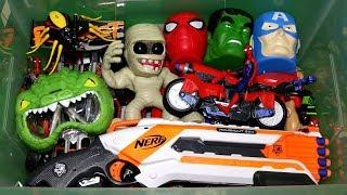 Box of Toys Action Figures Cars Nerf Marvel and More