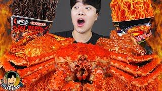 ASMR MUKBANG  FIRE Noodle & Spicy Seafood & Octopus & Kingcrab  COOKING & EATING SOUND