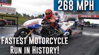 FASTEST motorcycle run in drag racing history made by Larry Spiderman McBride