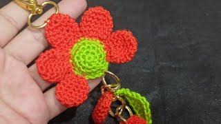 Keychain crochet flower Amigurumiسلسلة مفاتيح كروشية على شكل وردة English Subtitles