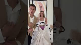 Trying my wedding dress on 4 months pregnant #jatie #couple