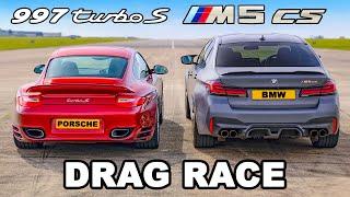 BMW M5 CS v Porsche 997 Turbo S DRAG RACE