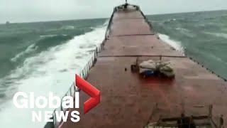 Mayday Camera captures huge wave snapping cargo ship in 2 off coast of Turkey