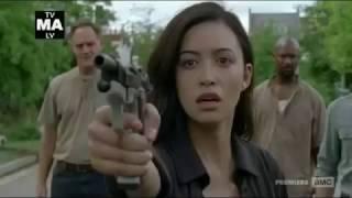 The Walking Dead 7x08 Rosita Shoots At Negan