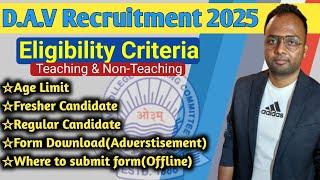 D.A.V Recruitment 2025Eligibility Criteria For all post Teaching & Non Teaching #davrecruitment