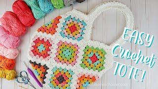 EASY CROCHET Granny Square Tote Bag  How to Join Crochet Squares