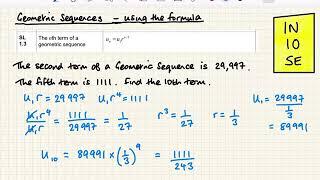 Geometric Sequences - Sequences and Series 4 - IB Maths Analysis and Approaches