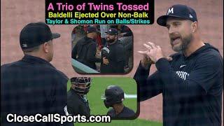 E112-4 - Trio of Twins Tossed as Lance Barrett Ejects Rocco Baldelli No Balk & Michael Taylor K3