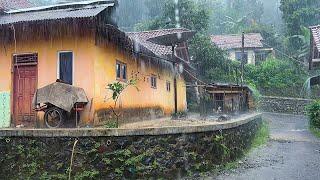 Heavy rainfall in beautiful indonesian ruralvery strong and heavy3 hours rain video