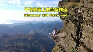 The thousand-meter-high ancient plank road is so thrilling