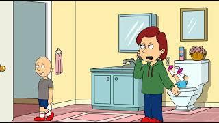 Classic caillou pushes Rosie in the toilet