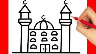 Çok Kolay Cami Resmi Çizimi - Kolay Çizimler - Cami Nasıl Çizilir - Kolay Çizimler Cami - Cami Resmi