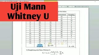 Statistik Non Parametrik Uji Mann Whitney U dengan perhitungan manual