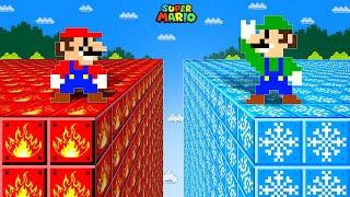 Mario HOT & COLD Challenge What If Mario and Luigi Touch Every Item Blocks Turn to FIRE - ICE?