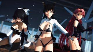 =MMD= Azur lane Wave - HanatanAtago x Duke of York x Takao + Subtitle