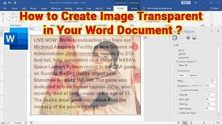 How to Make an Image Transparent in Microsoft Word 2016  KB TECH