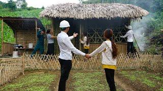 Kind mother and engineer to help the single mother finish the wall and make a door for the house