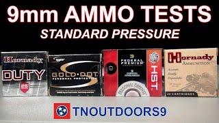 9mm Standard Pressure Ammo Tests Gold Dot HST Critical Duty XTP