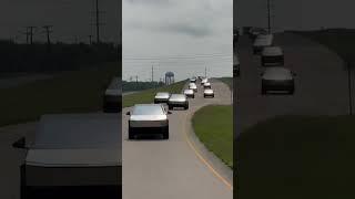 Caravan of Tesla trucks takes over the road