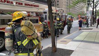 PHILADELPHIA FIRE DEPARTMENT ON LOCATION OF A GYM FIRE IN A HIGH HIGH-RISE BUILDING IN CENTER CITY