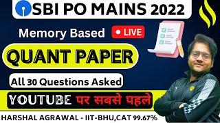 SBI PO Mains 2022 Memory Based Paper Quant  SBI PO Mains 2023 Memory Based Paper Quant Harshal Sir