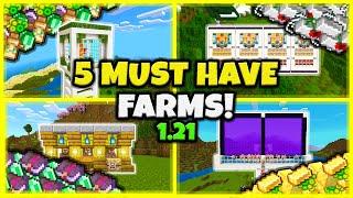 5 MUST HAVE FARMS In Minecraft Bedrock 1.21